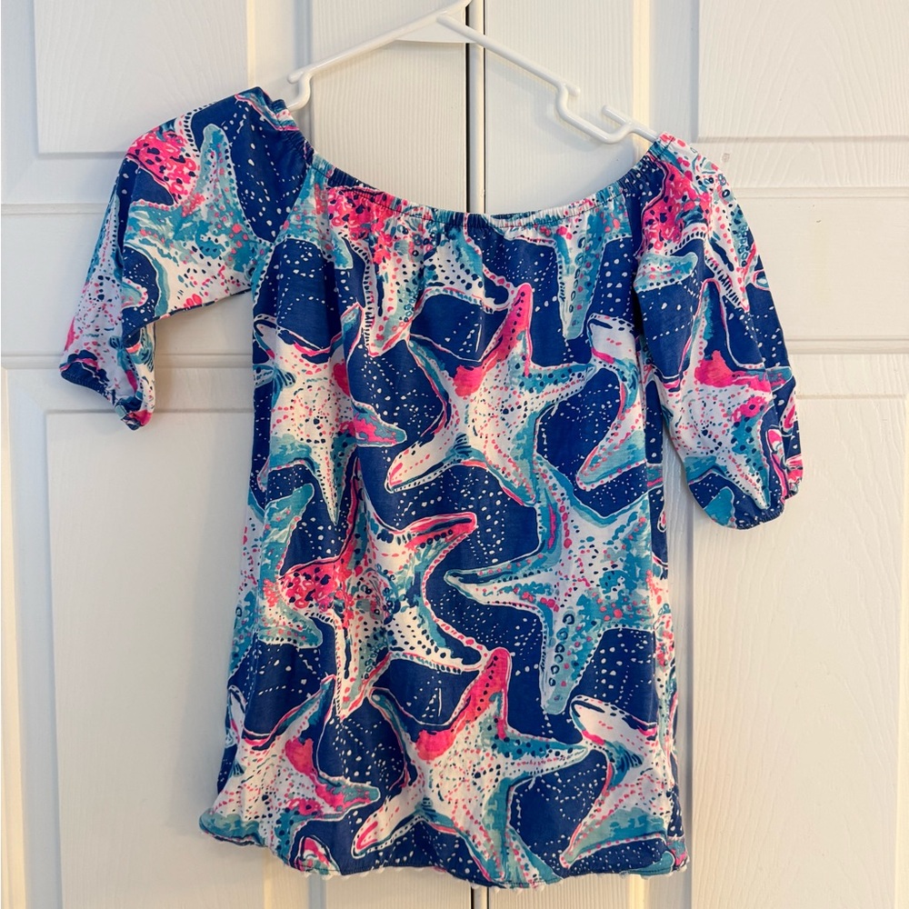 Lilly Pulitzer Blue and Pink Ruffled Tunic Dress